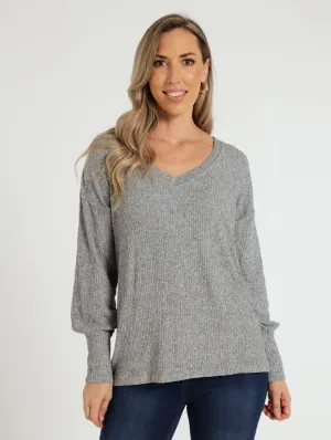 Hilo Slouchy Sweater - Grey Melange
