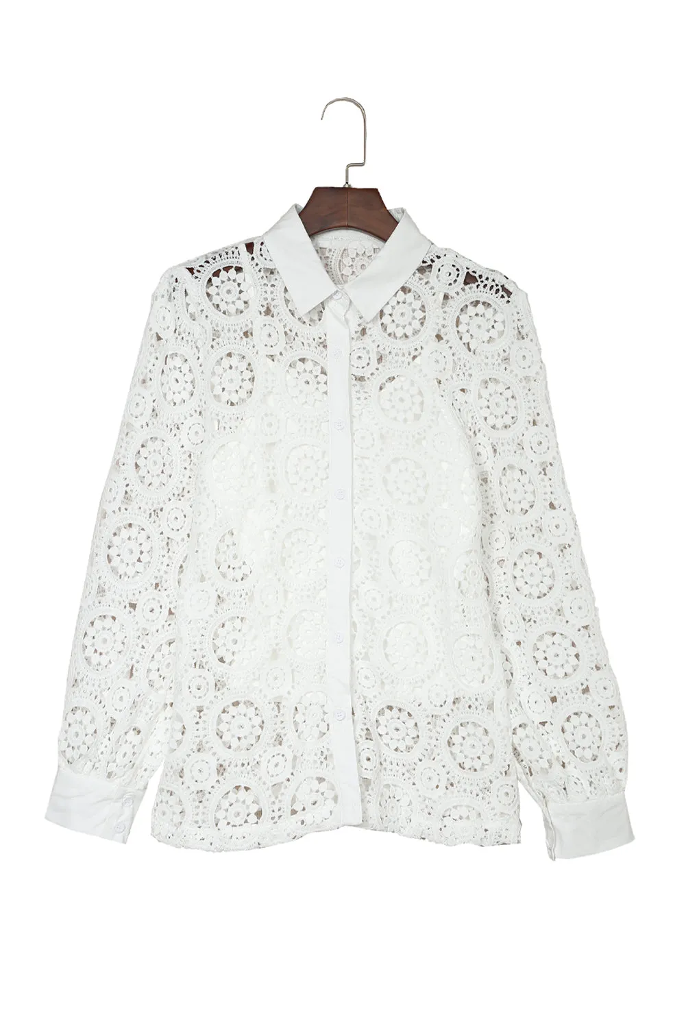 Hollow-out Turn-down Collar Shirt
