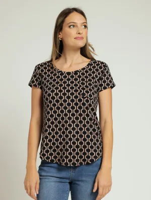 Honeycomb Geo Pocket Tee - Black/Fawn