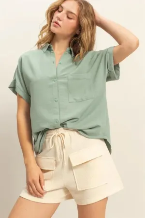 HYFVE Button Down Collared Neck Short Sleeve Shirt