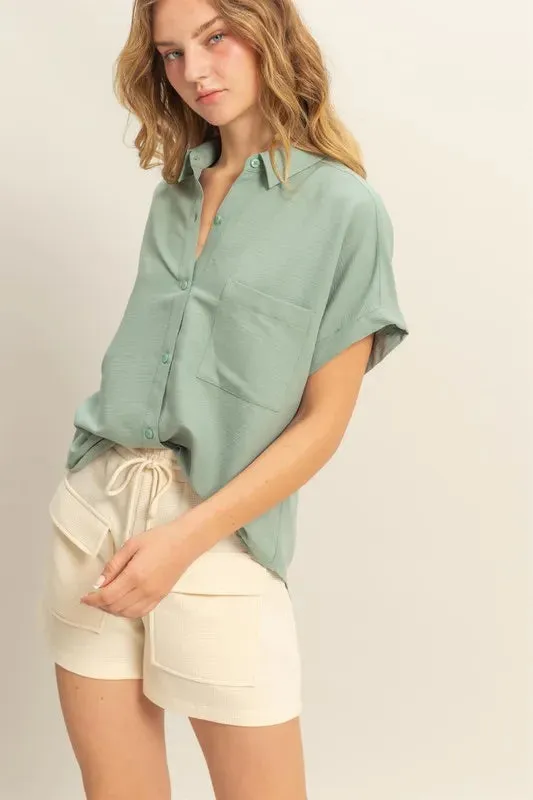 HYFVE Button Down Collared Neck Short Sleeve Shirt