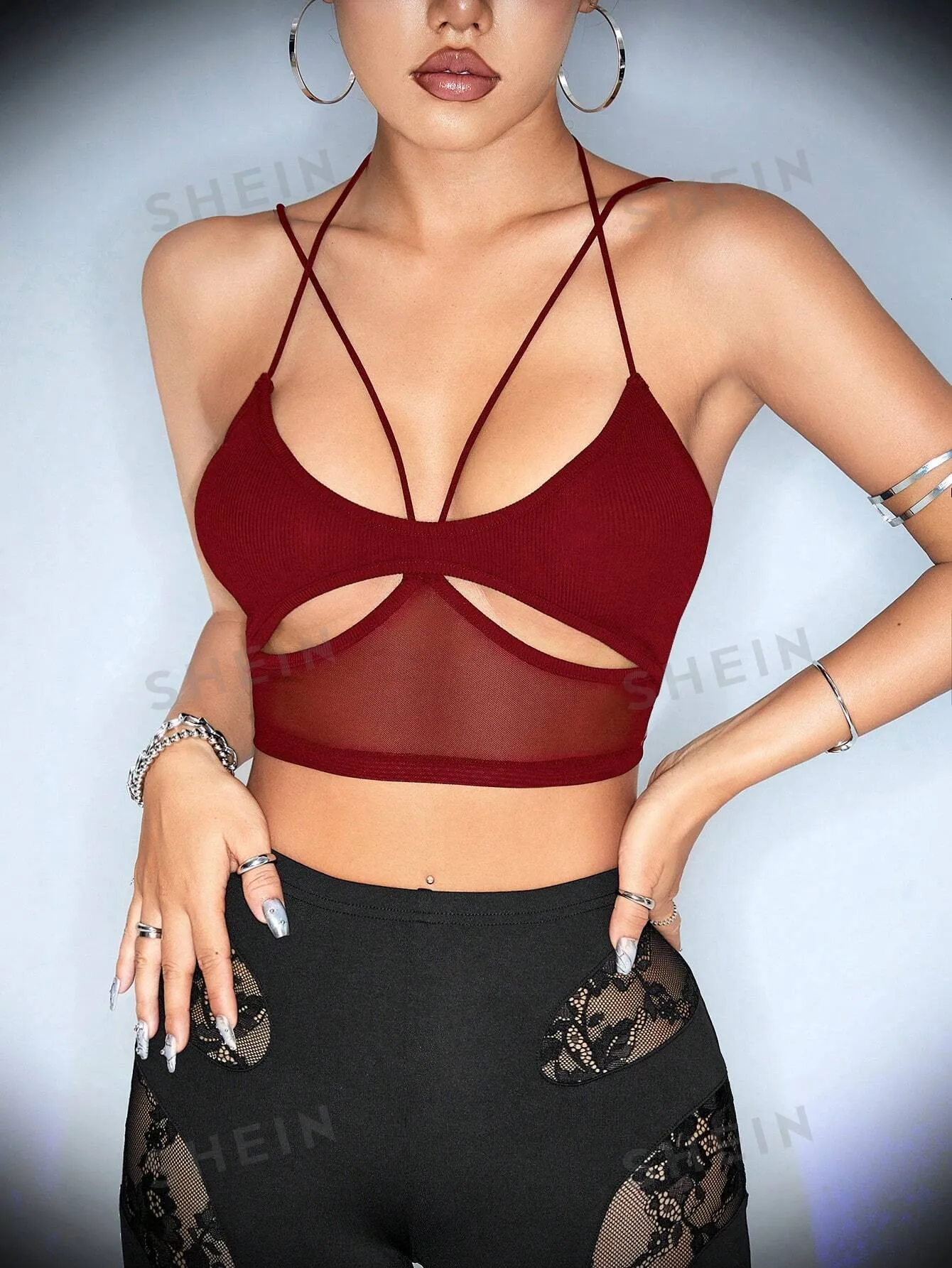 ICON Women Simple Mesh Contrast Tank Top