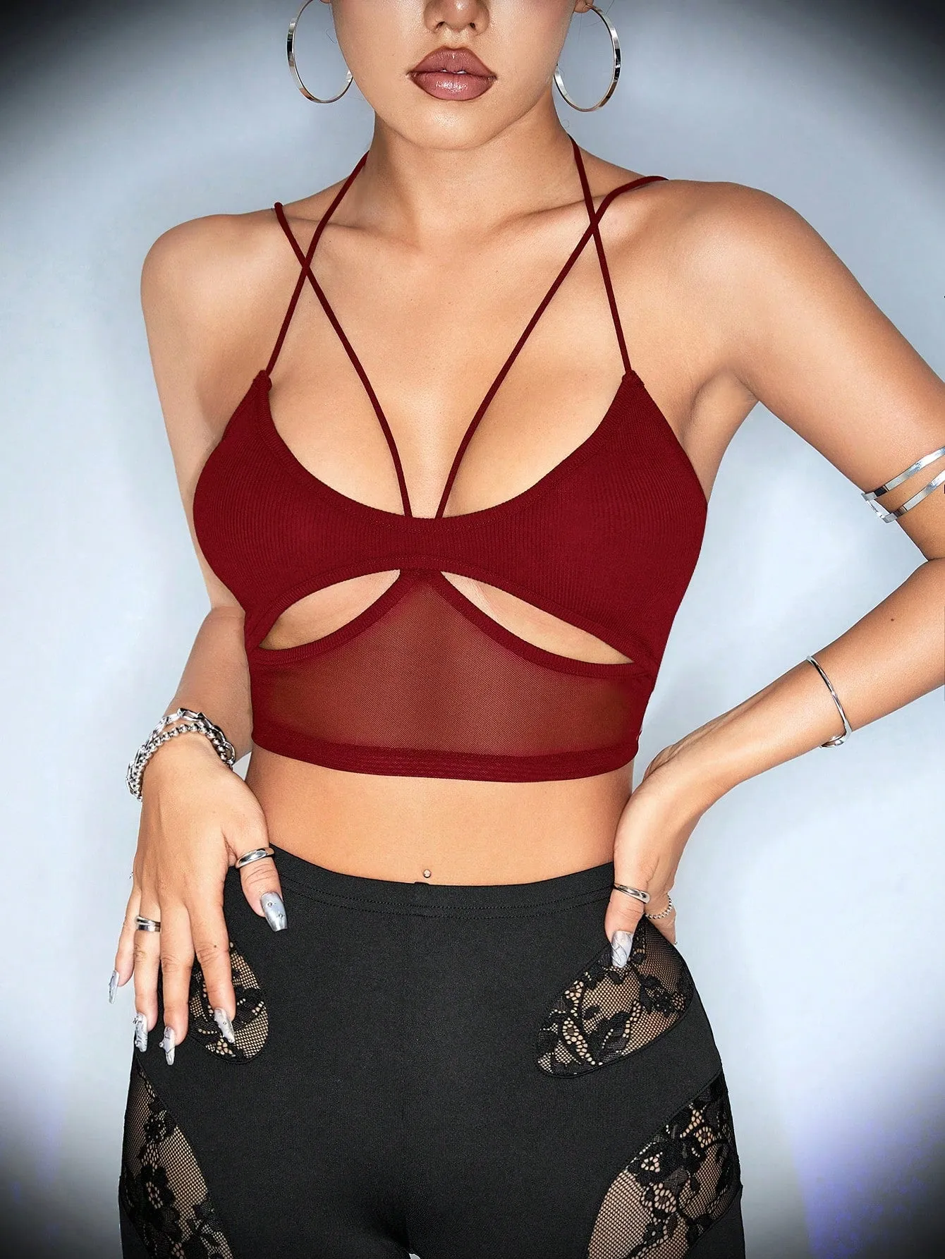 ICON Women Simple Mesh Contrast Tank Top