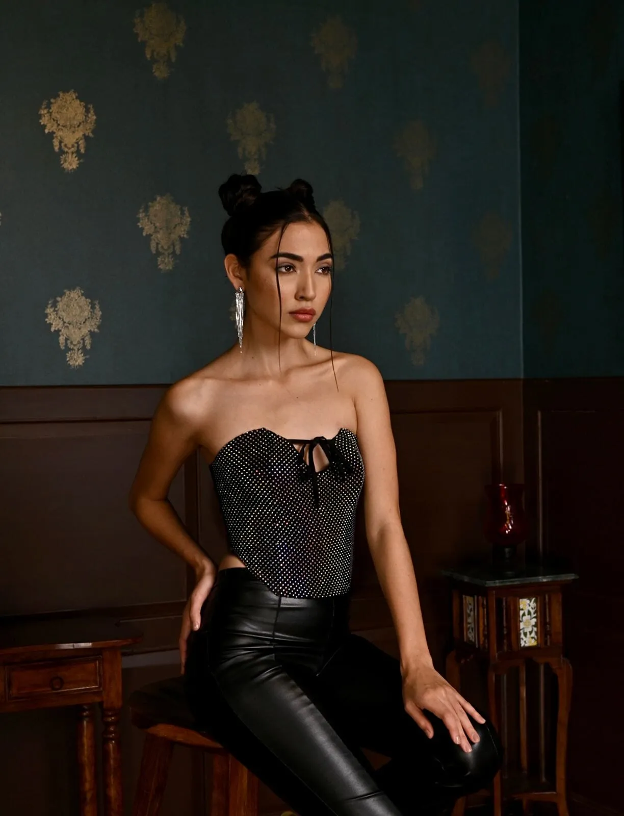 Inner goddess - crystal mesh corset top