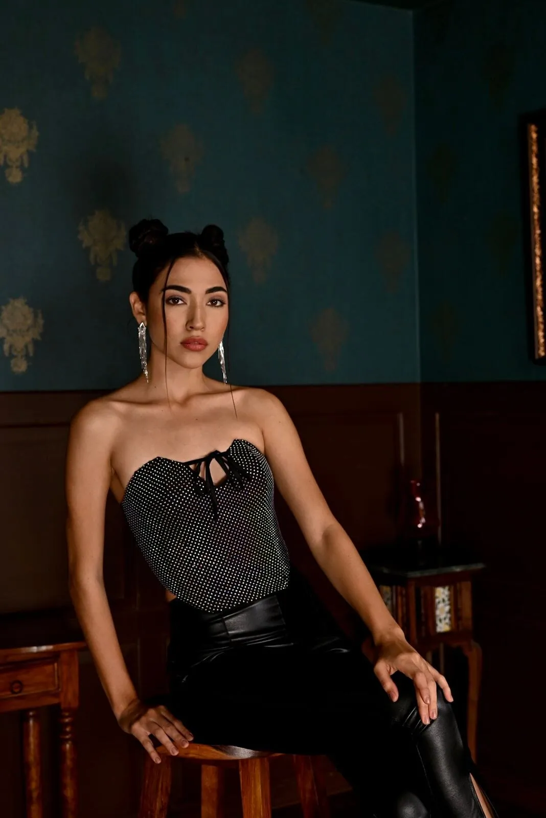 Inner goddess - crystal mesh corset top