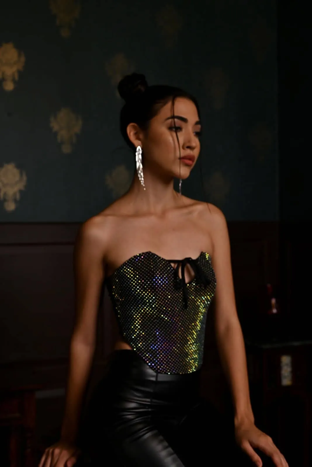 Inner goddess - crystal mesh corset top