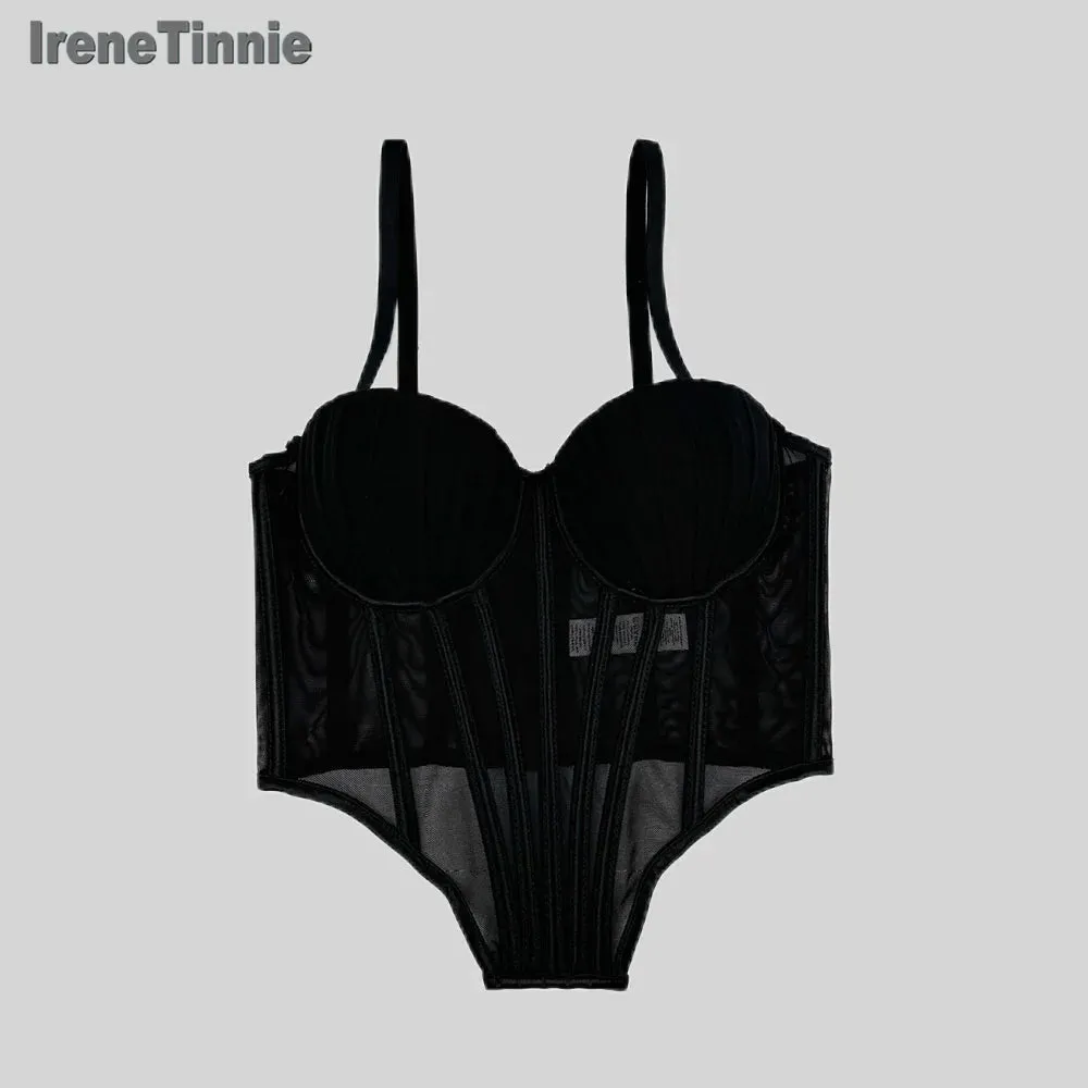 IRENE TINNIE Women's Mesh Transparent Corset - Sexy Fashion Tops 2025