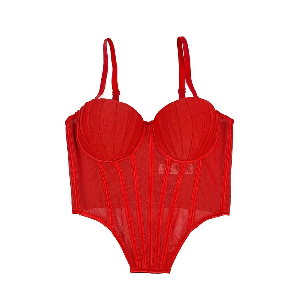 IRENE TINNIE Women's Mesh Transparent Corset - Sexy Fashion Tops 2025
