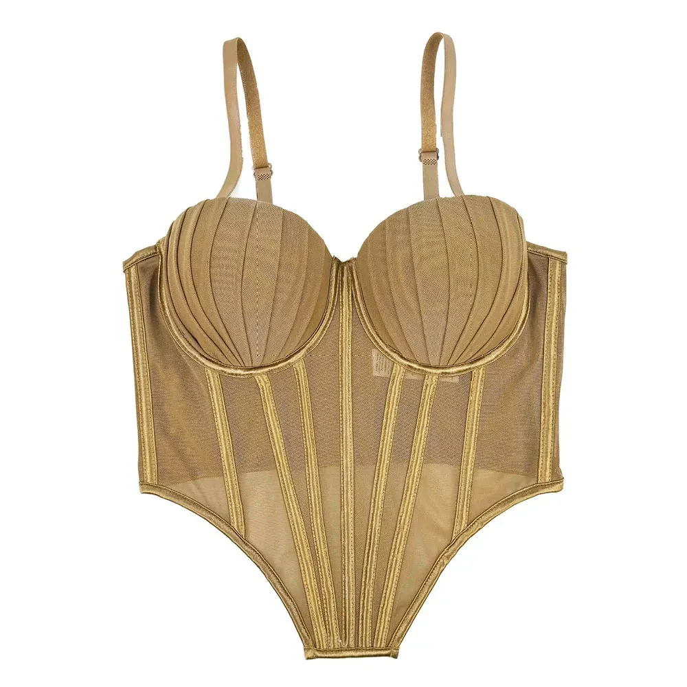 IRENE TINNIE Women's Mesh Transparent Corset - Sexy Fashion Tops 2025