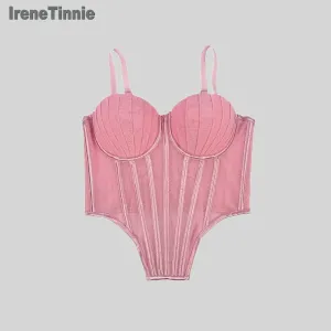 IRENE TINNIE Women's Mesh Transparent Corset - Sexy Fashion Tops 2025