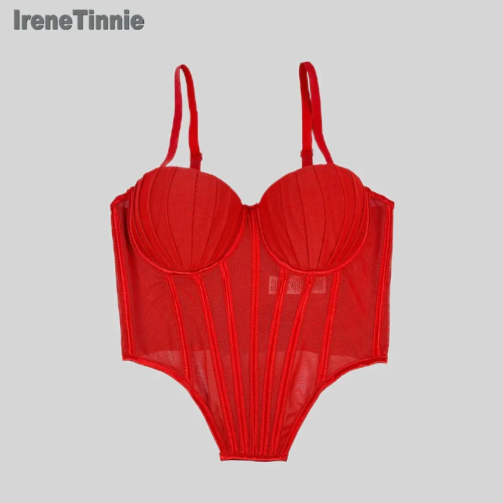 IRENE TINNIE Women's Mesh Transparent Corset - Sexy Fashion Tops 2025