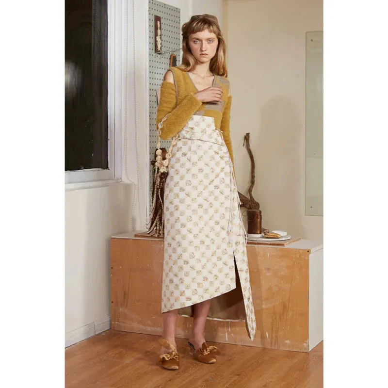 Irregular Checkerboard Wrap Skirt
