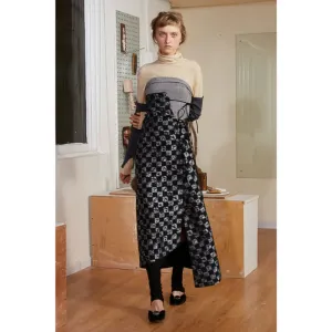 Irregular Checkerboard Wrap Skirt