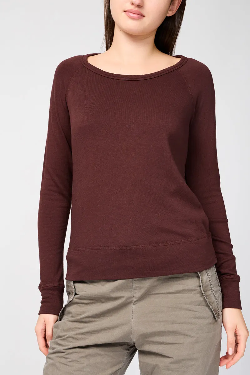 James Perse - Top Classic L/S Raglan - Maroon - Femme