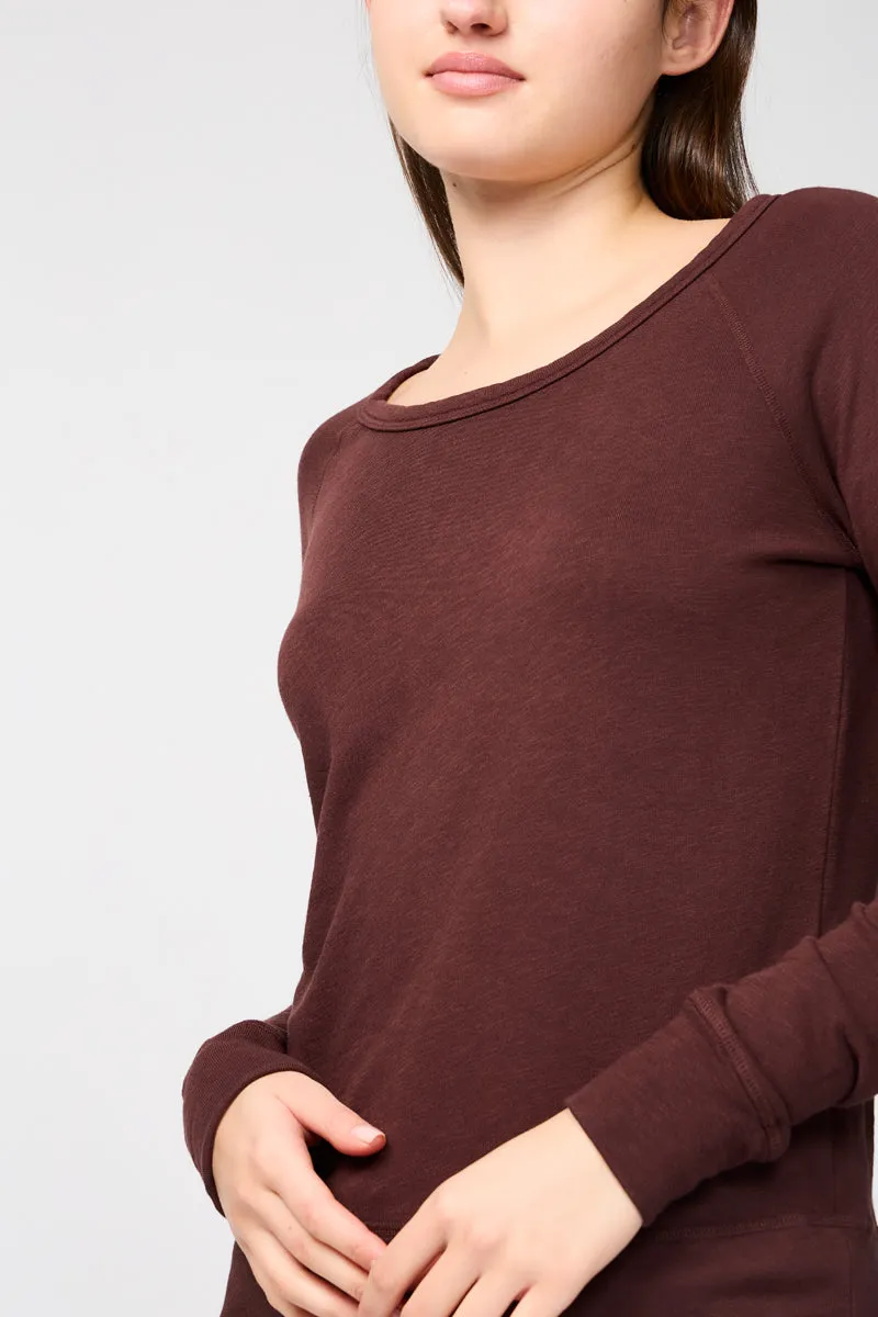 James Perse - Top Classic L/S Raglan - Maroon - Femme