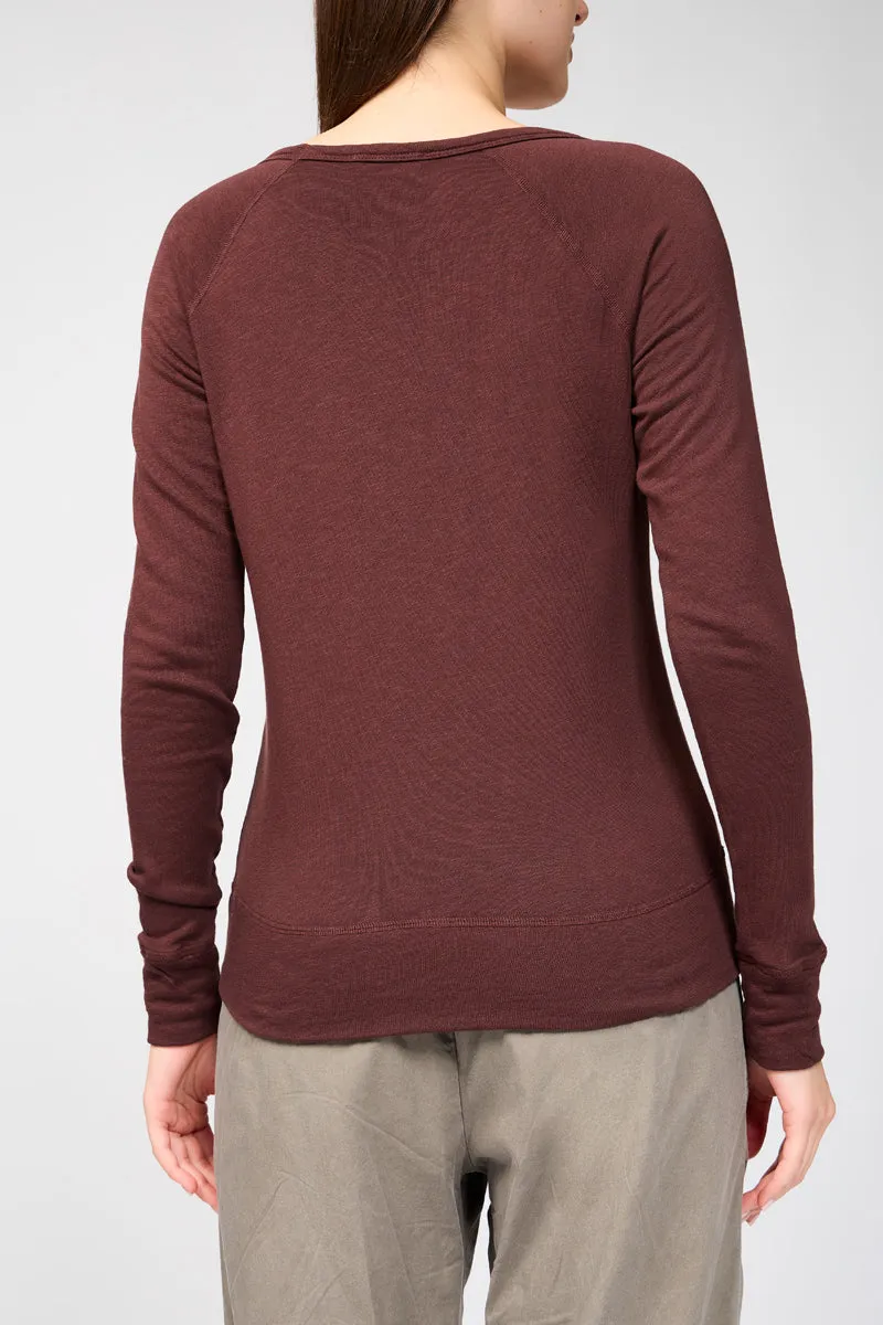 James Perse - Top Classic L/S Raglan - Maroon - Femme