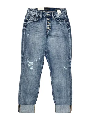 JB Mid-Rise Button Fly Cuffed Boyfriend