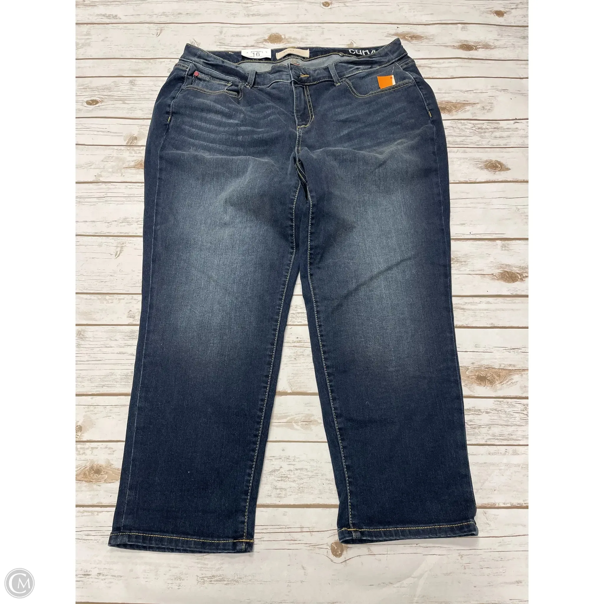Jeans Boyfriend By Slinky Brand In Blue Denim, Size: 16