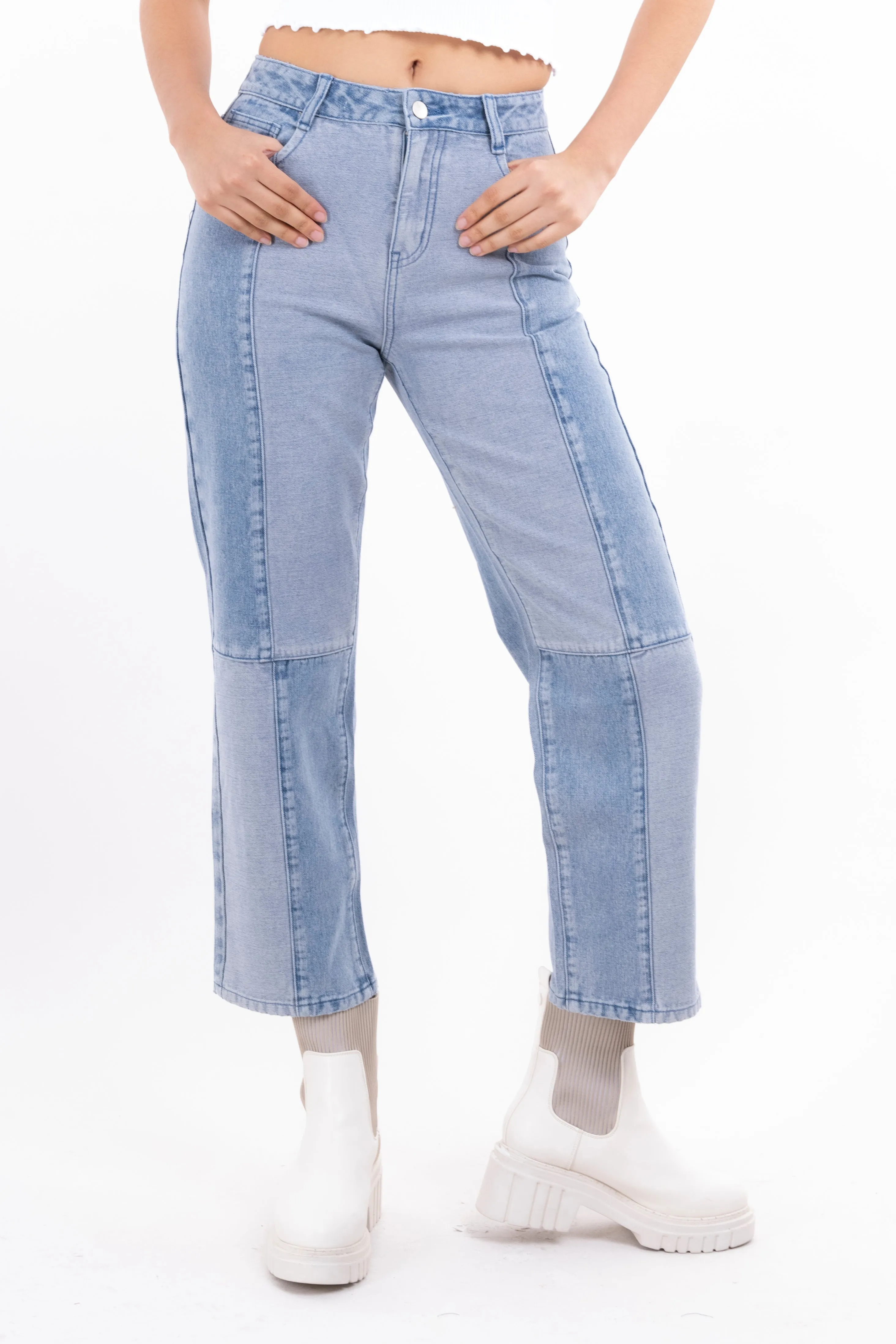 Jeans Mom Bloques Bicolor