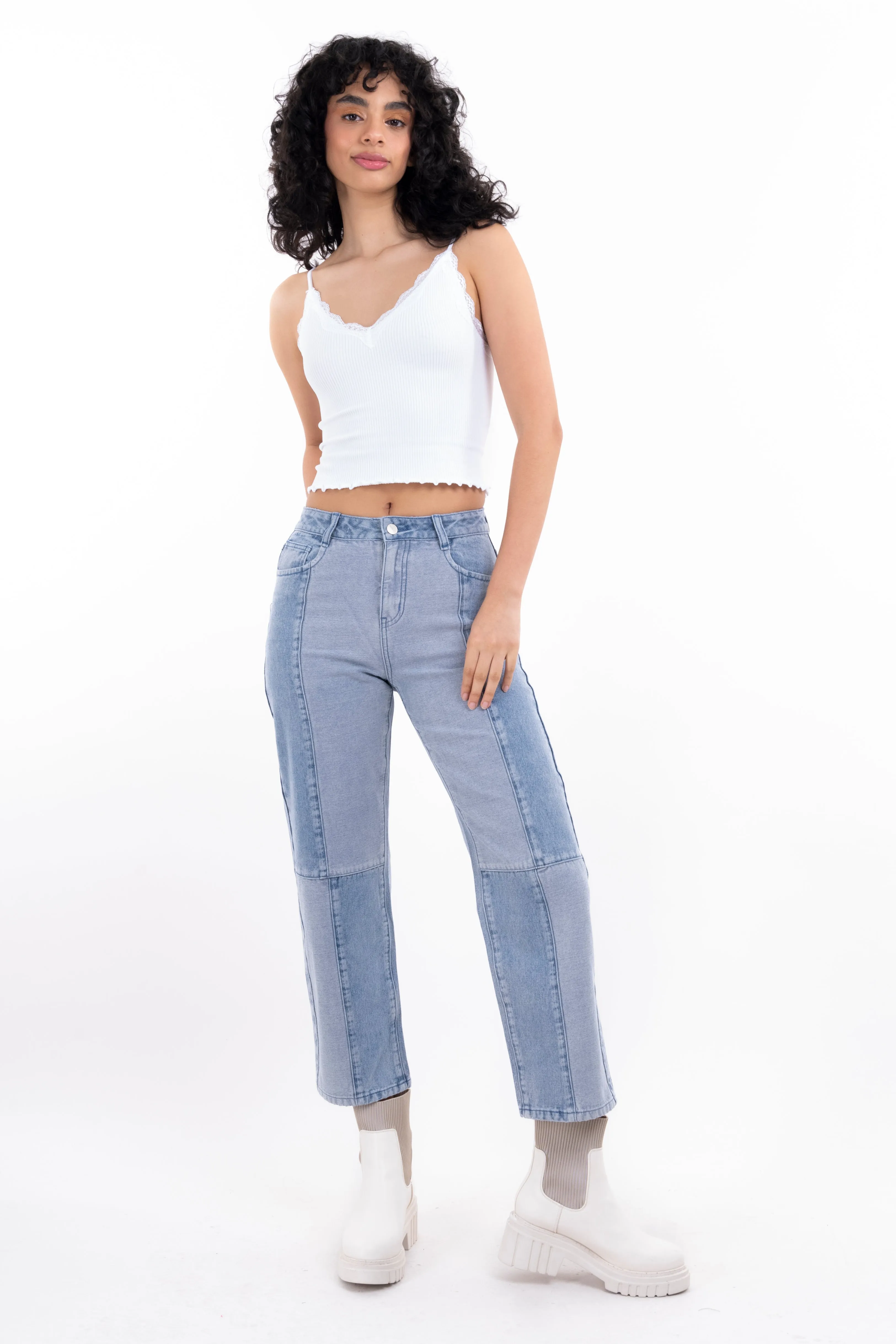Jeans Mom Bloques Bicolor