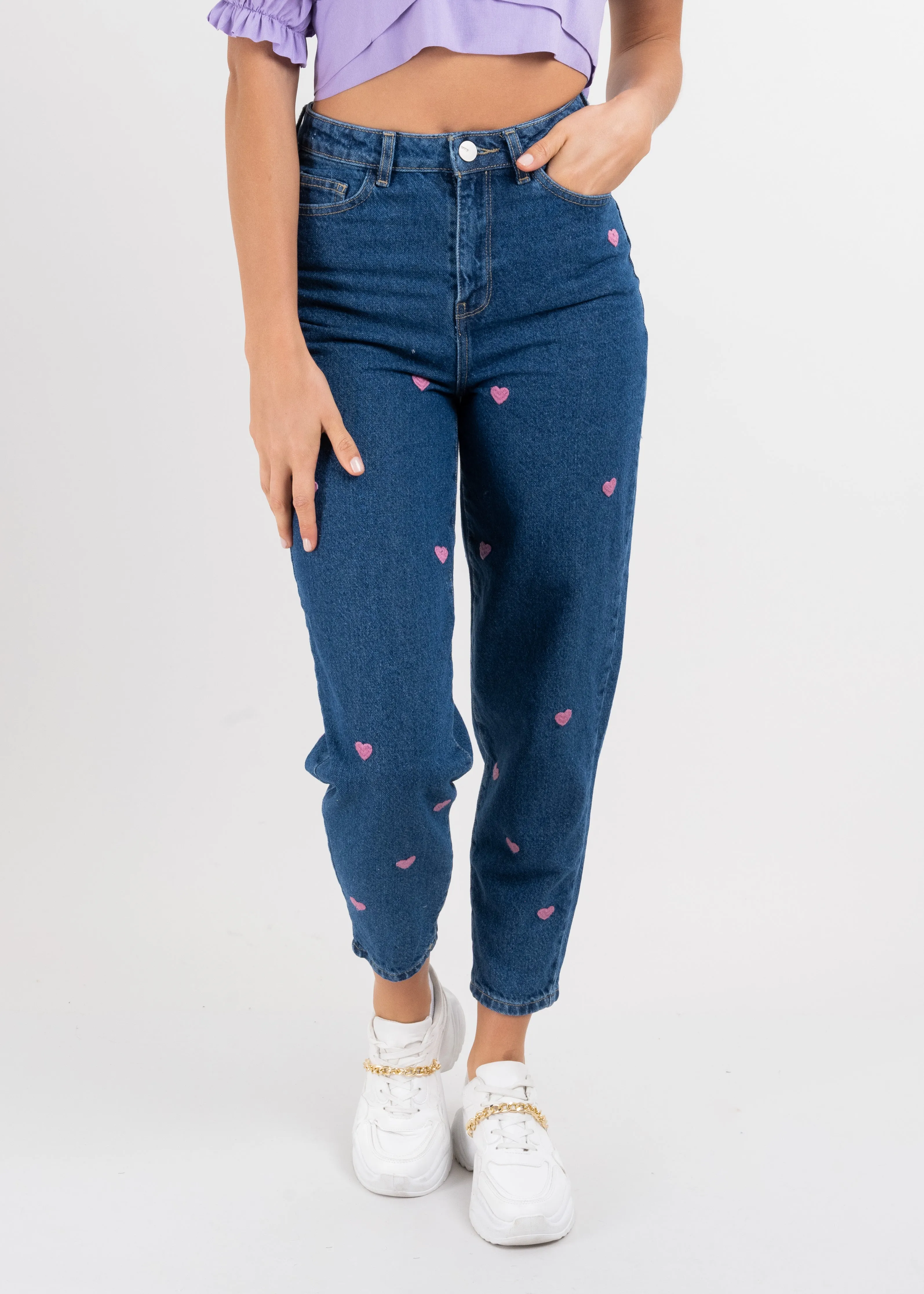 Jeans mom corazones