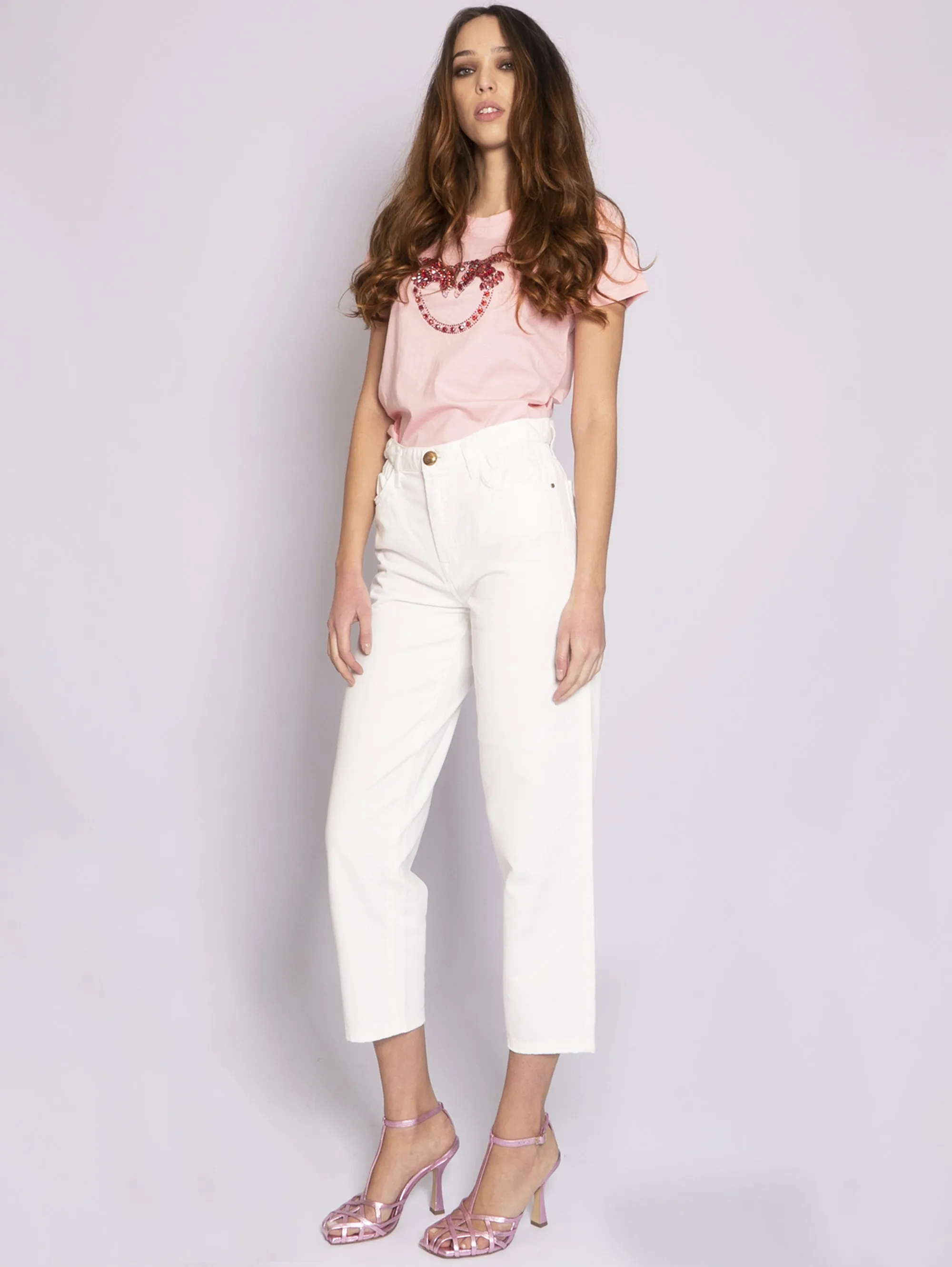 Jeans Mom Fit con Elastico - Bull White