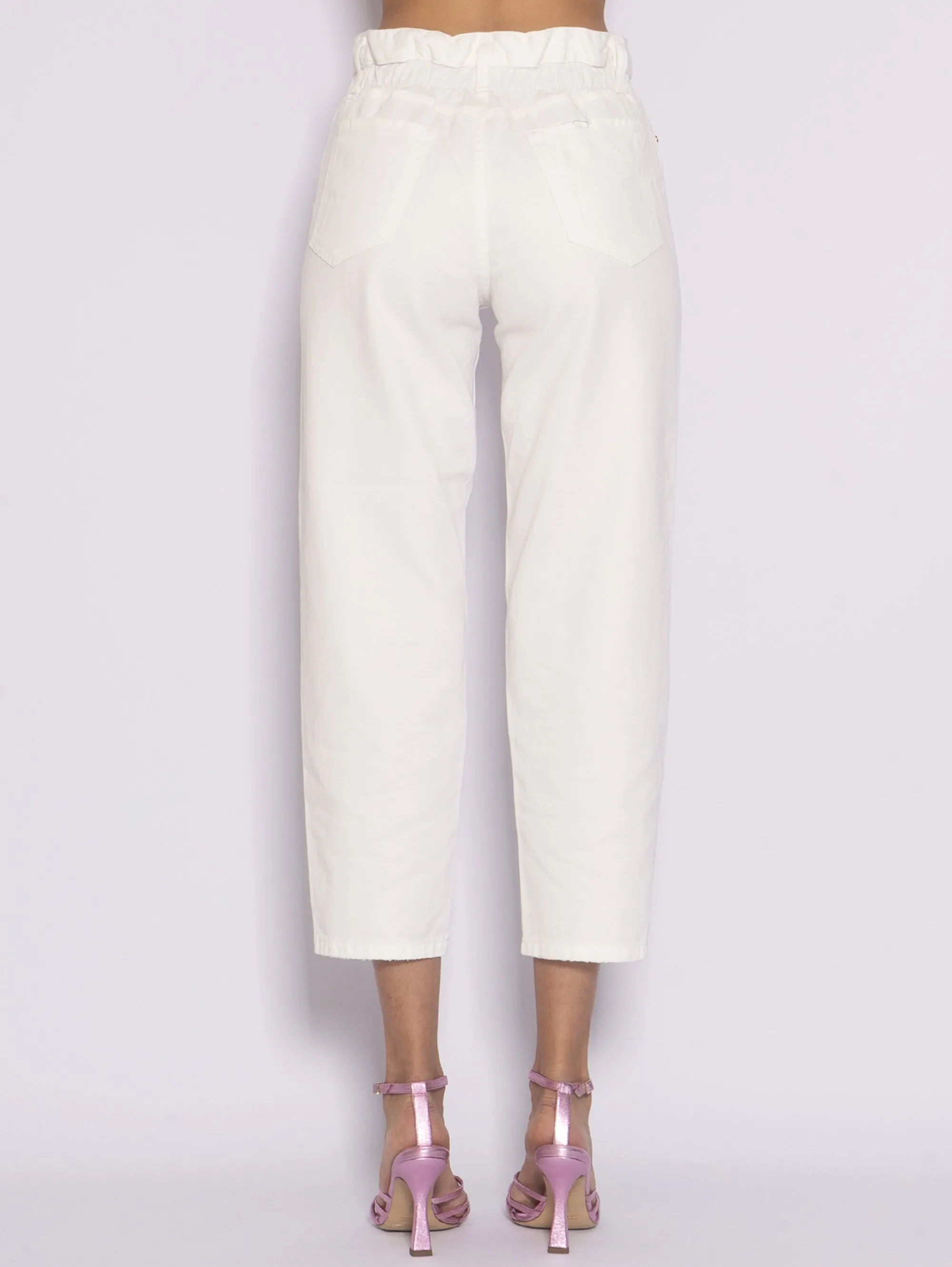 Jeans Mom Fit con Elastico - Bull White