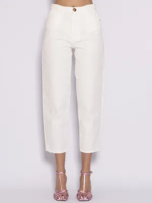 Jeans Mom Fit con Elastico - Bull White