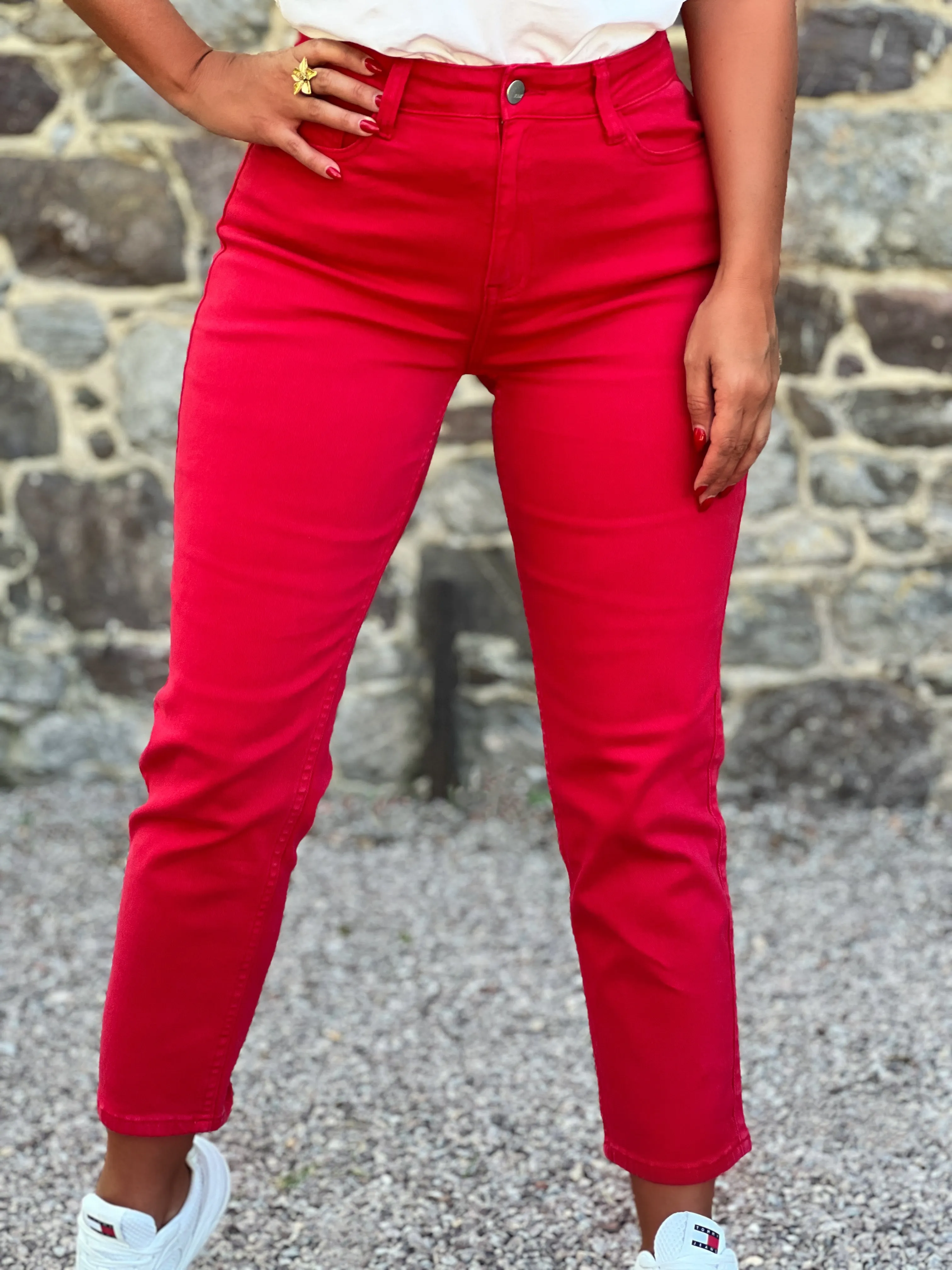 Jeans mom NYNON - ROUGE