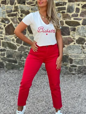 Jeans mom NYNON - ROUGE