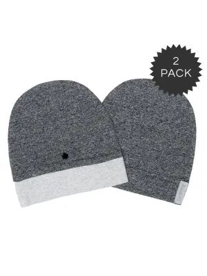 Juddlies - Organic Graphite Grey/Black Slouchy Baby Hats - Raglan Collection - Pack of 2