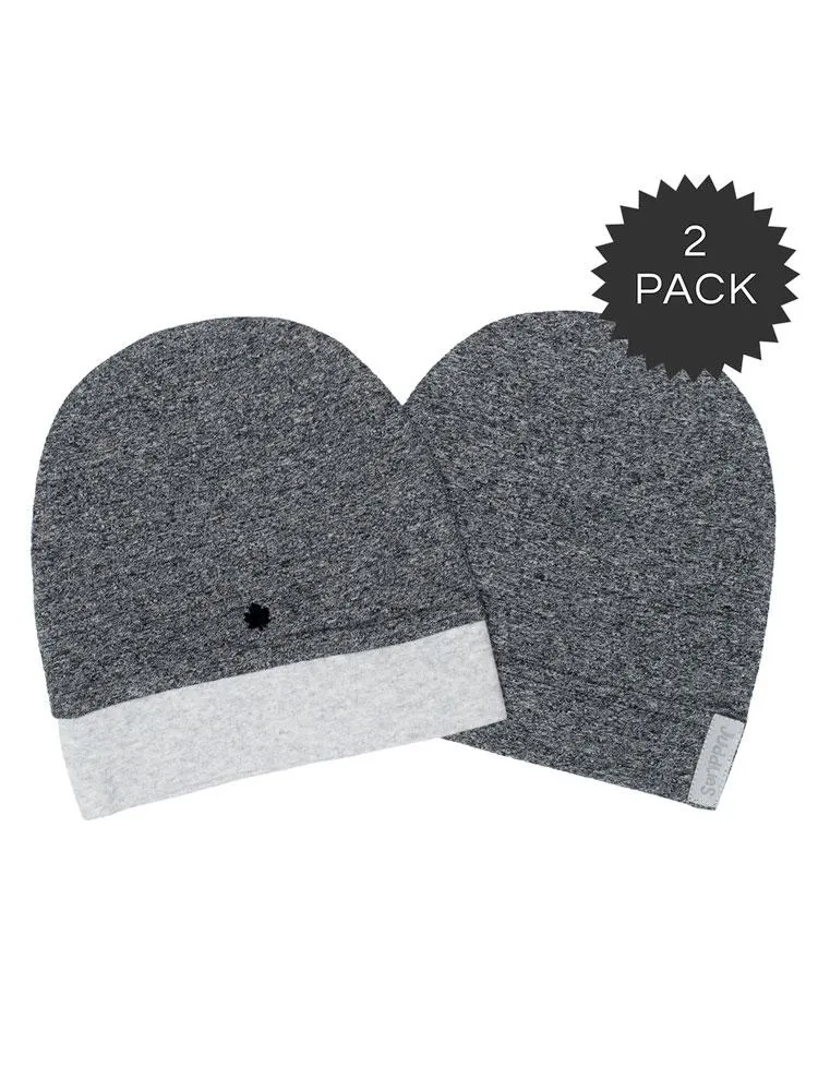 Juddlies - Organic Graphite Grey/Black Slouchy Baby Hats - Raglan Collection - Pack of 2