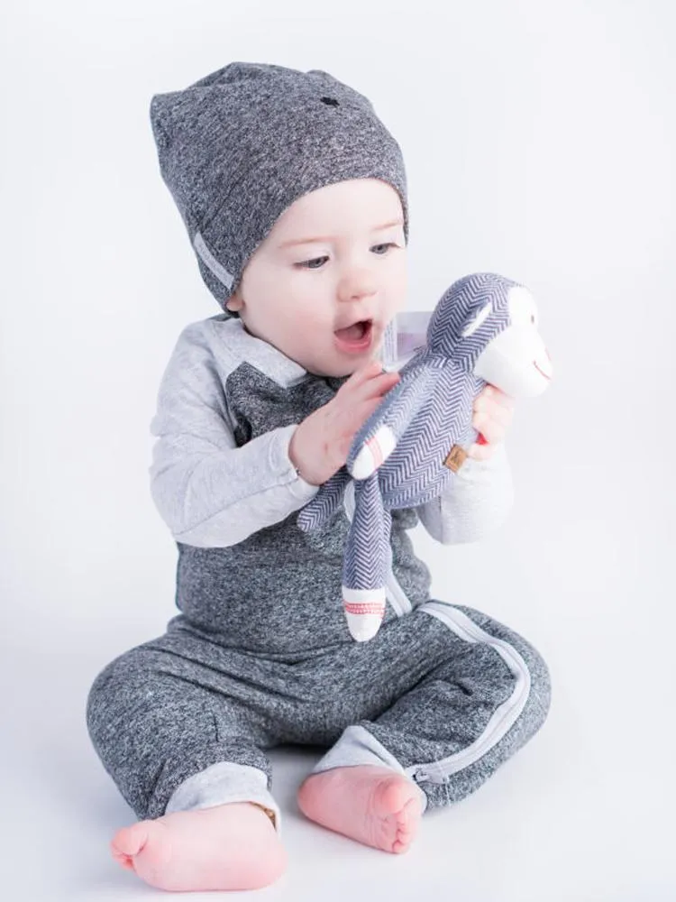 Juddlies - Organic Graphite Grey/Black Slouchy Baby Hats - Raglan Collection - Pack of 2