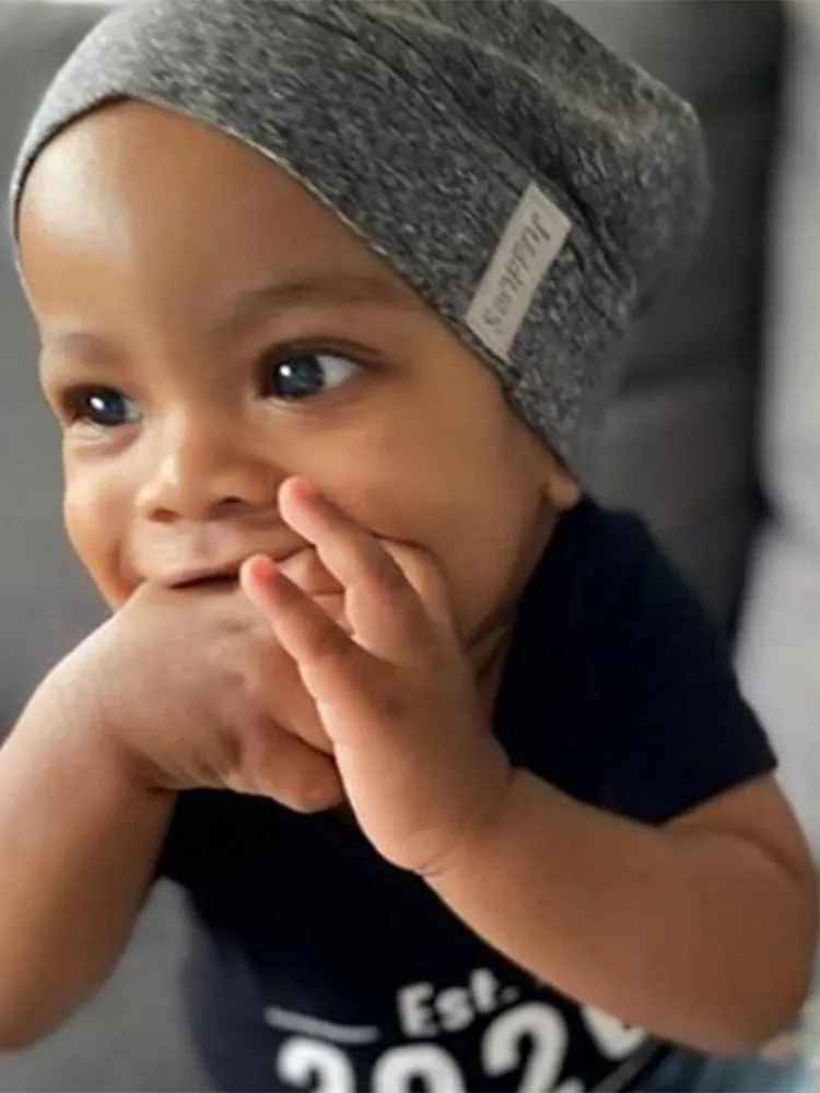 Juddlies - Organic Graphite Grey/Black Slouchy Baby Hats - Raglan Collection - Pack of 2