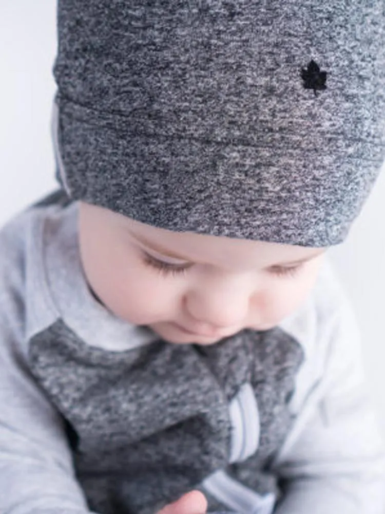 Juddlies - Organic Graphite Grey/Black Slouchy Baby Hats - Raglan Collection - Pack of 2