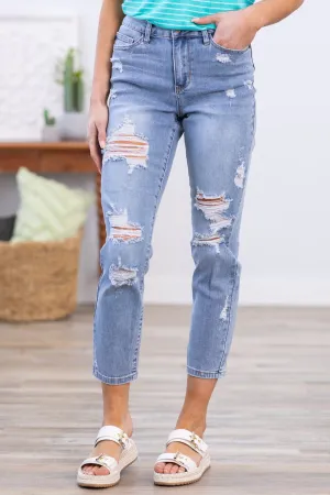 Judy Blue Boyfriend Jeans With Distressing