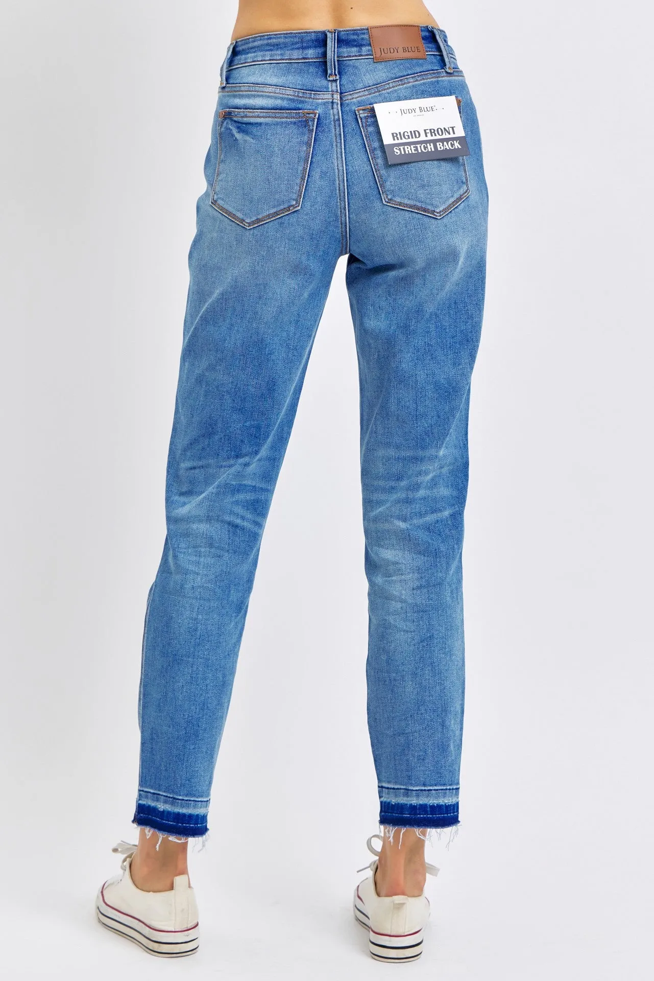 Judy Blue Mid Rise Rigid Magic Release Hem Boyfriend Jeans