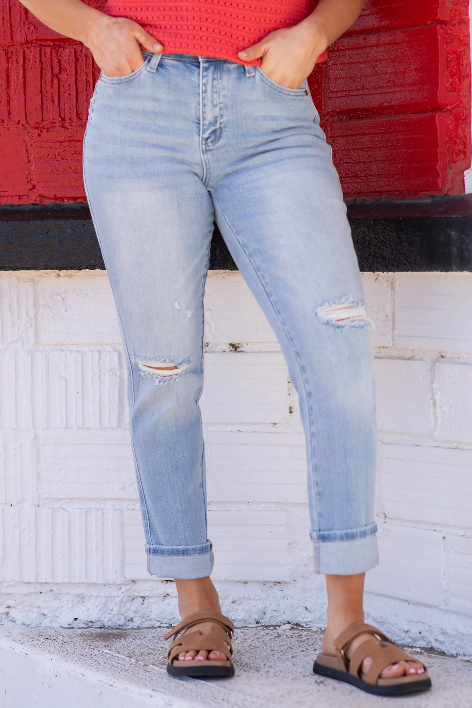 Judy Blue Mid Rise Star Pocket Boyfriend Jean