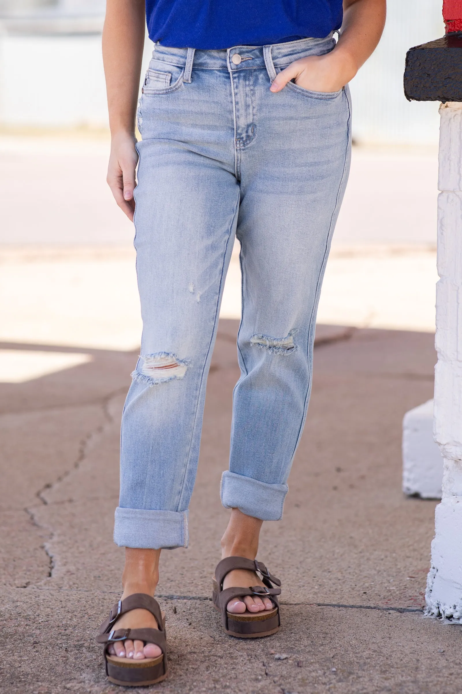 Judy Blue Mid Rise Star Pocket Boyfriend Jean