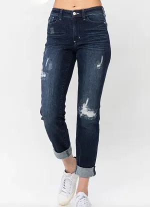 Judy Blue MR Stitched Destroy Double Cuff Boyfriend Jean