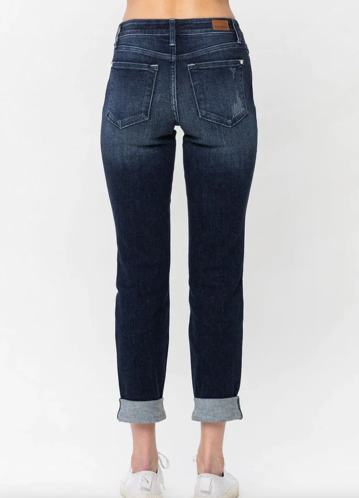 Judy Blue MR Stitched Destroy Double Cuff Boyfriend Jean
