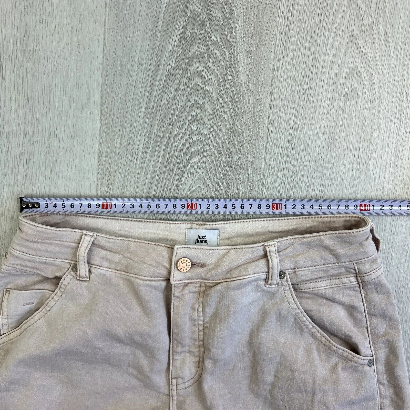 Just Jeans Womens Beige Amaze Knit Denim High Rise Boyfriend Jeans Size 10