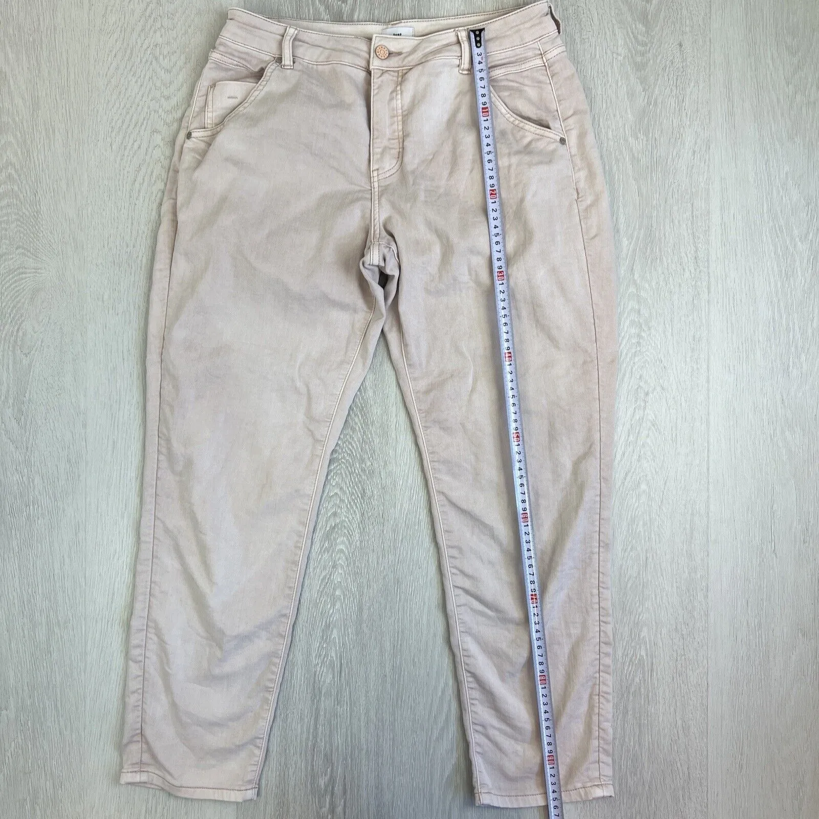 Just Jeans Womens Beige Amaze Knit Denim High Rise Boyfriend Jeans Size 10