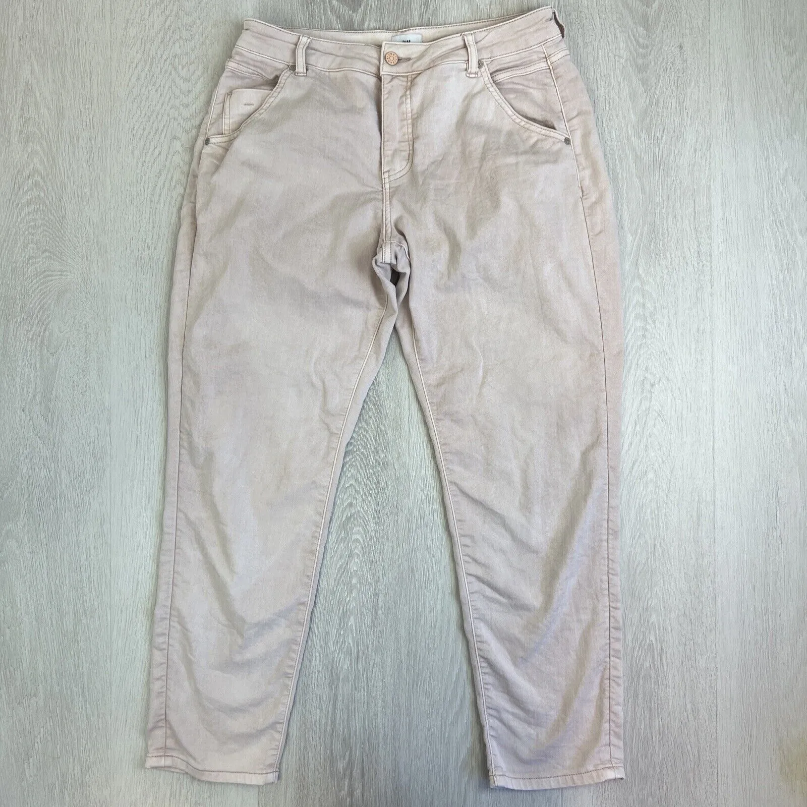 Just Jeans Womens Beige Amaze Knit Denim High Rise Boyfriend Jeans Size 10