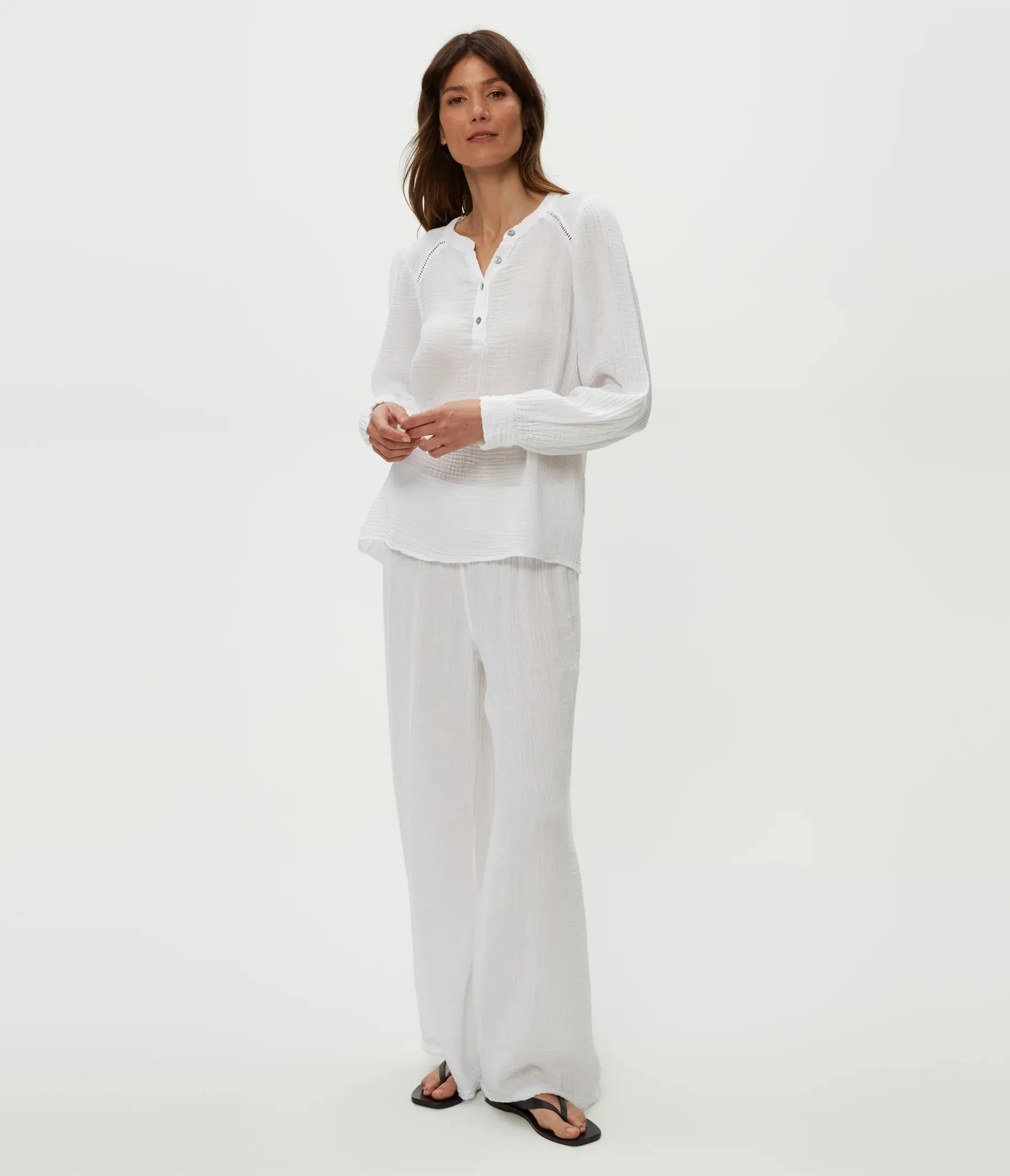 Kacey Peasant Top - White
