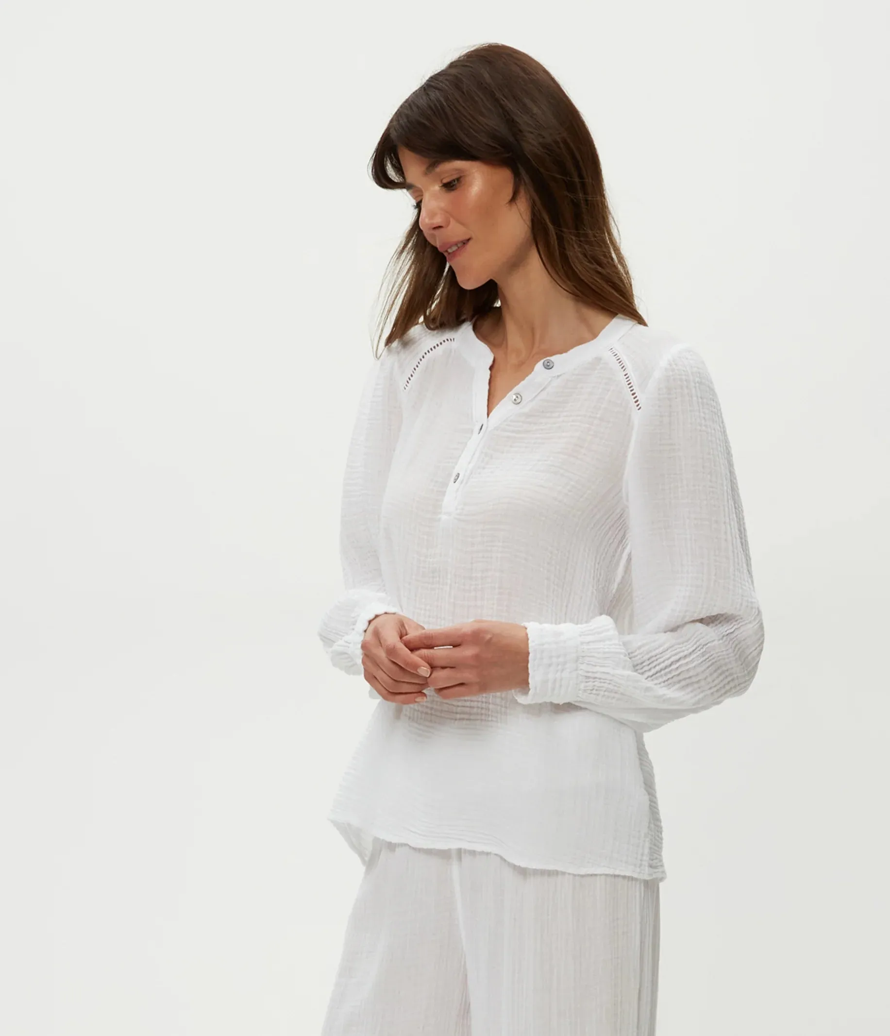 Kacey Peasant Top - White