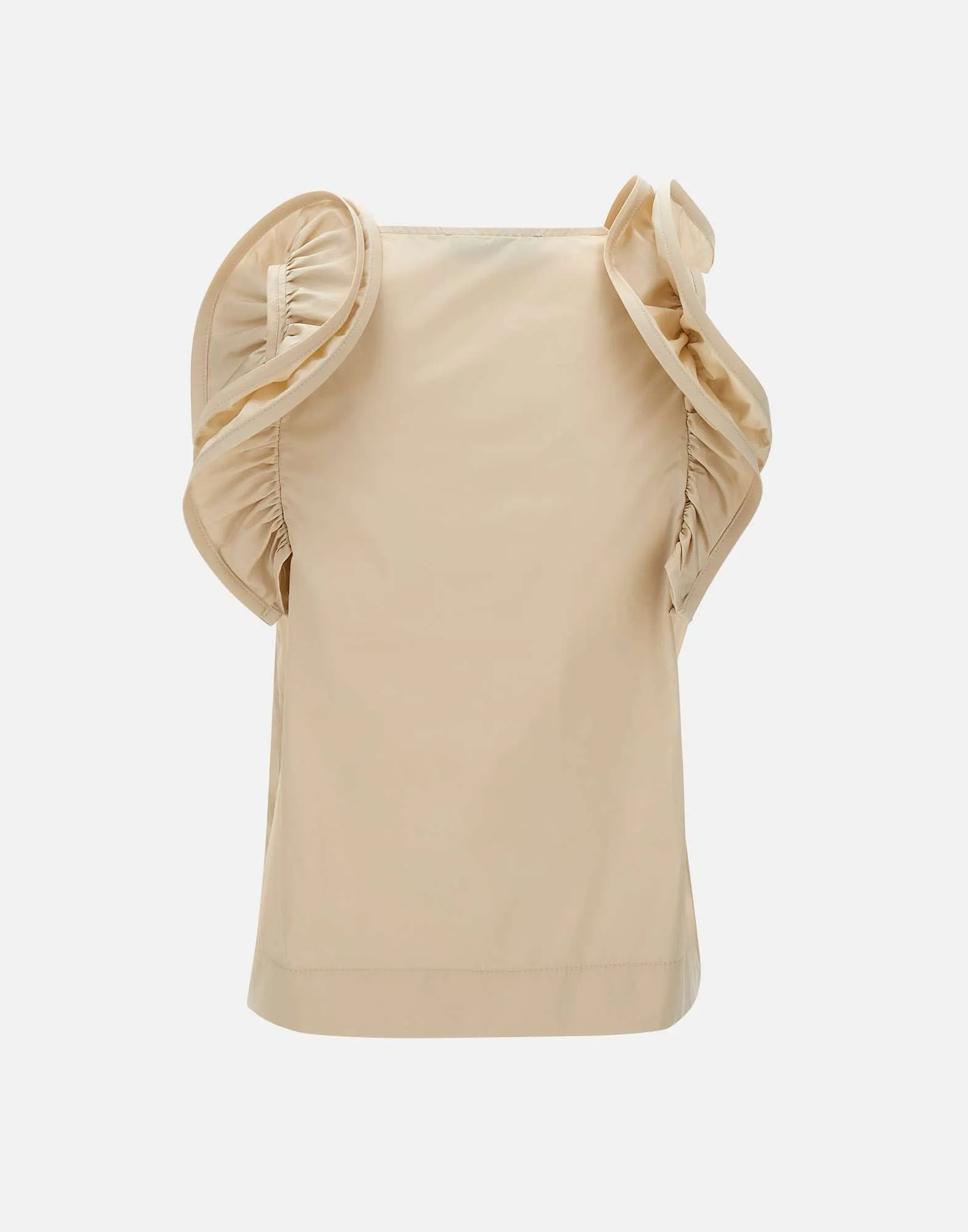Kaos elfenben bomullspoplinblus med ruffles