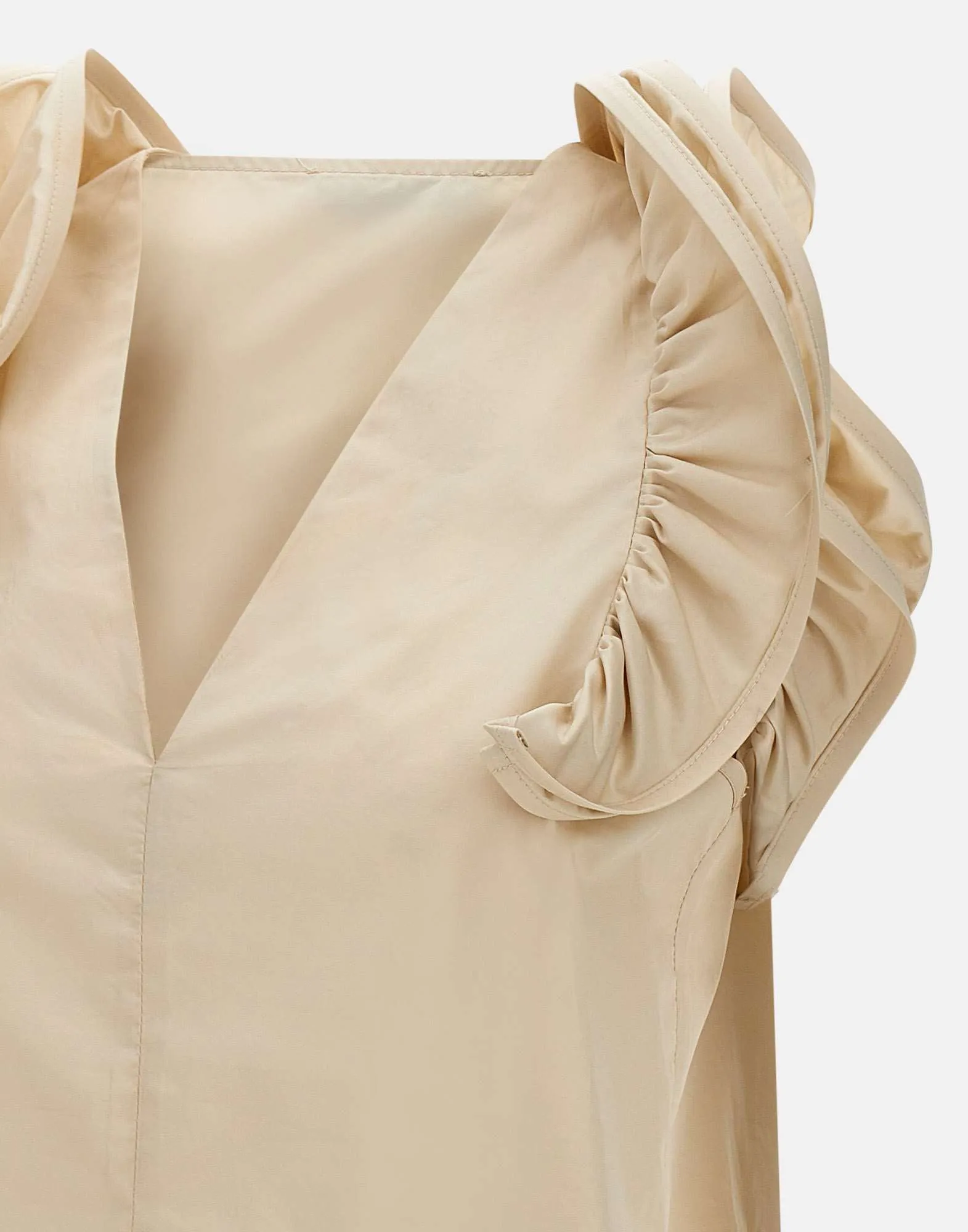Kaos elfenben bomullspoplinblus med ruffles