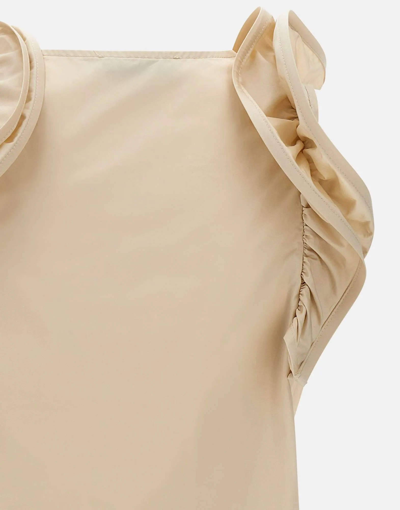 Kaos elfenben bomullspoplinblus med ruffles