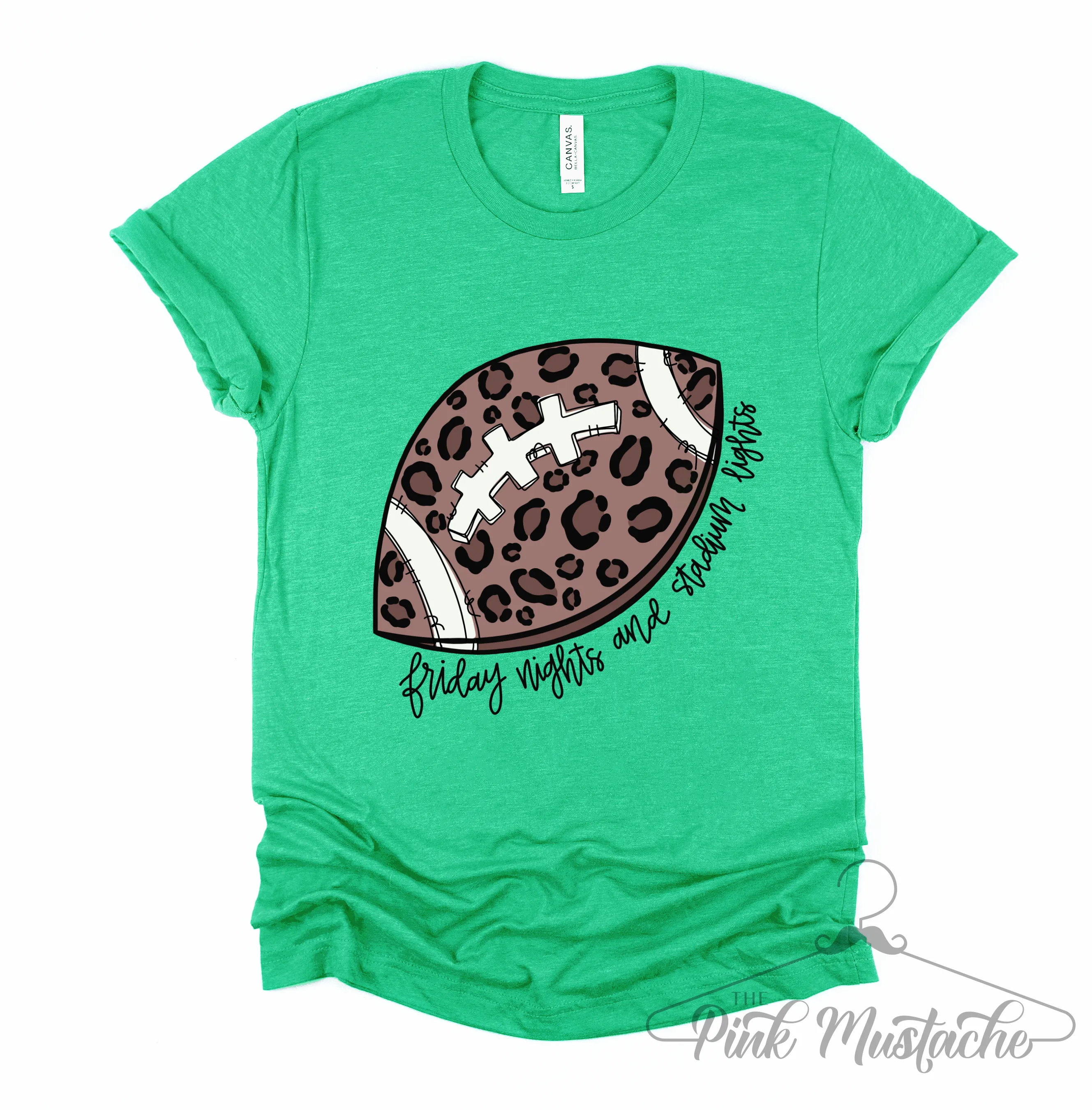 Kelly Green Friday Nights and Stadium Lights Leopard Football Shirt / It's GameDay Football Leopard Print Shirt / Football Shirt / Football Mom